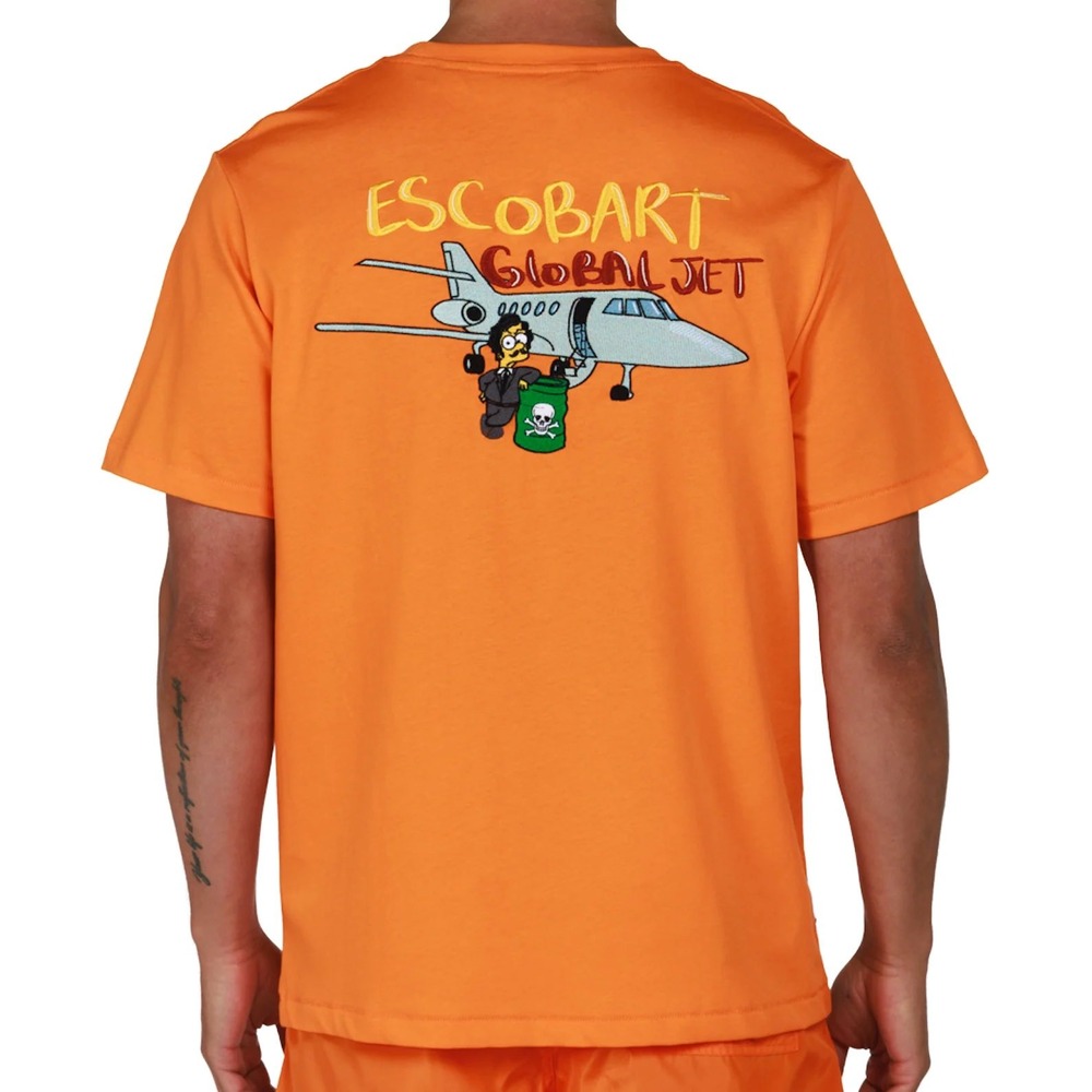 Bain de mer Escobart Global Jet Graphic T-Shirt Mens Medium Orange Short Sleeve